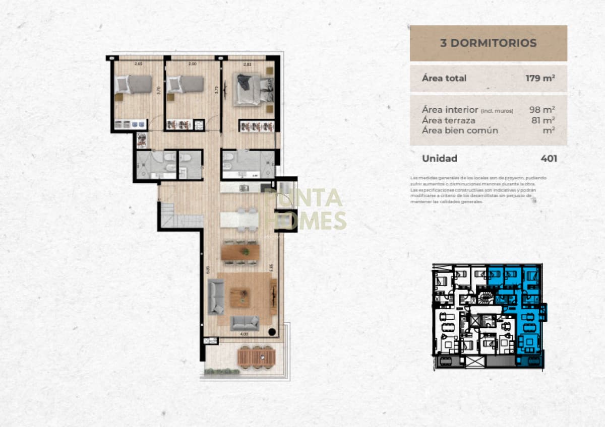 Punta Homes Inmobiliaria Apartamento ID.3977 - Noreste residences