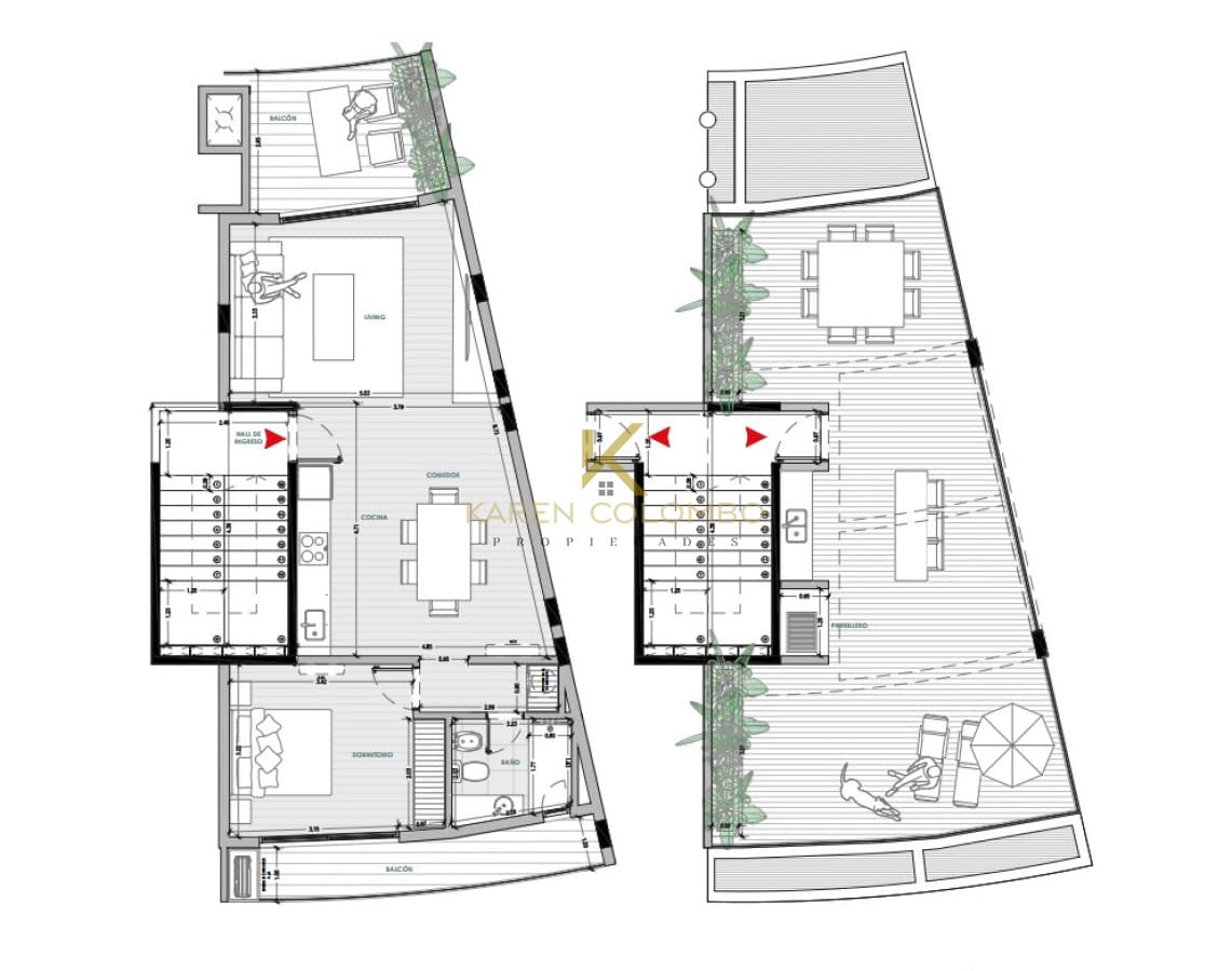 Moderno apartamento de 2 ambientes