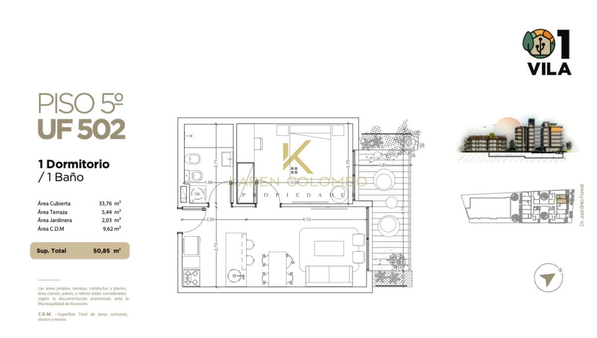 Apartamento 1 dormitorio en Parque Batlle