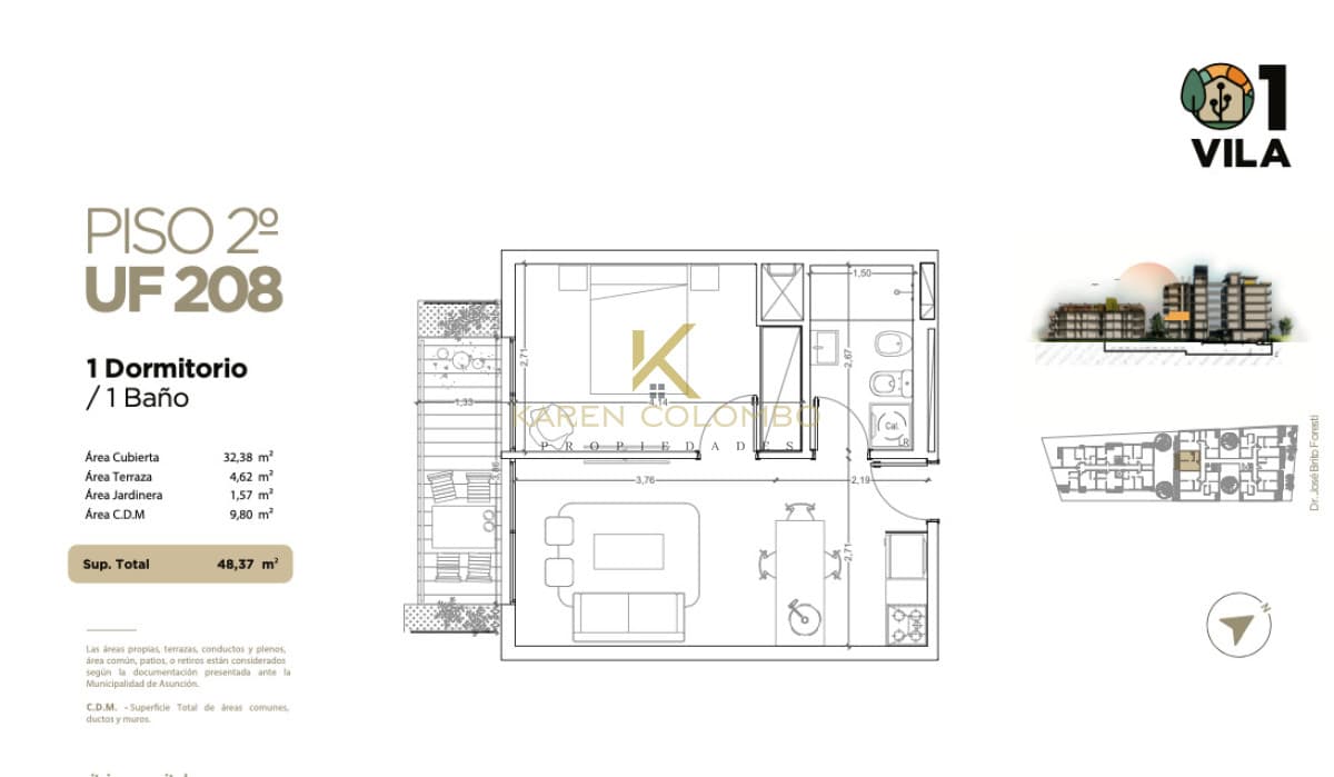 Apartamento 1 dormitorio en Parque Batlle