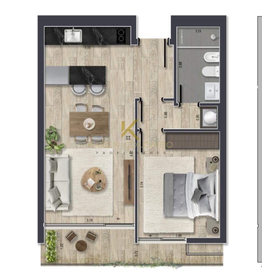 Apartamento en Aidy Grill - Punta del Este 1 dormitorio