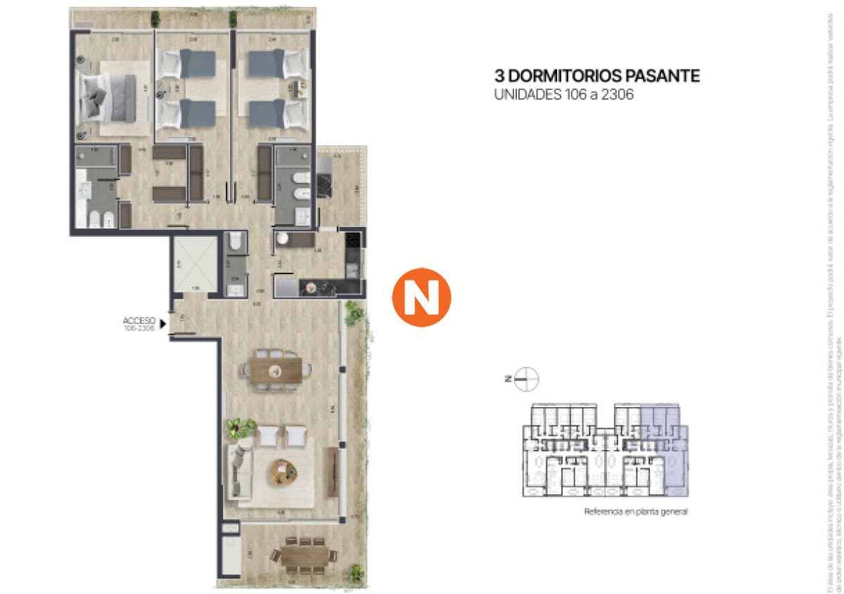 Apartamento de 3 dormitorios piso alto con vista en Penínsu ...