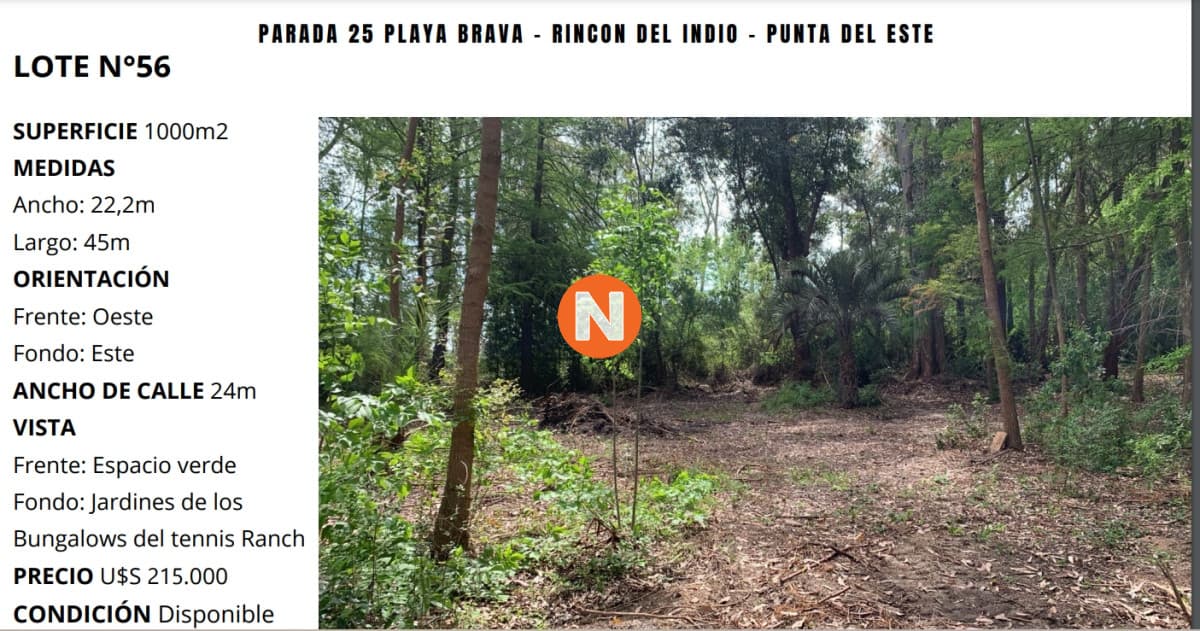 Terreno en Punta del Este, Rincón del Indio