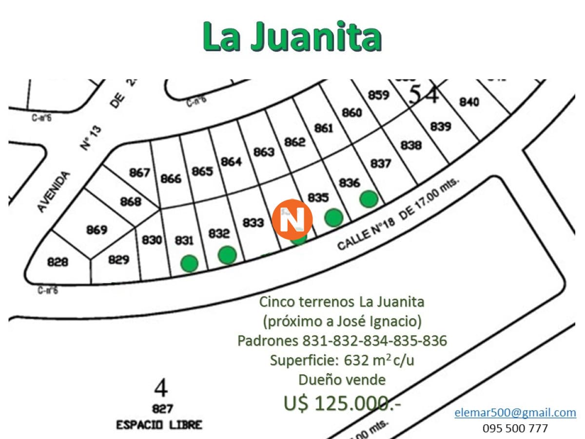 5 terrenos a la venta en La Juanita