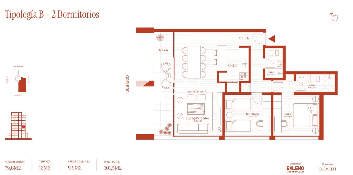 Apto 2 Dormitorios con Suite en Península