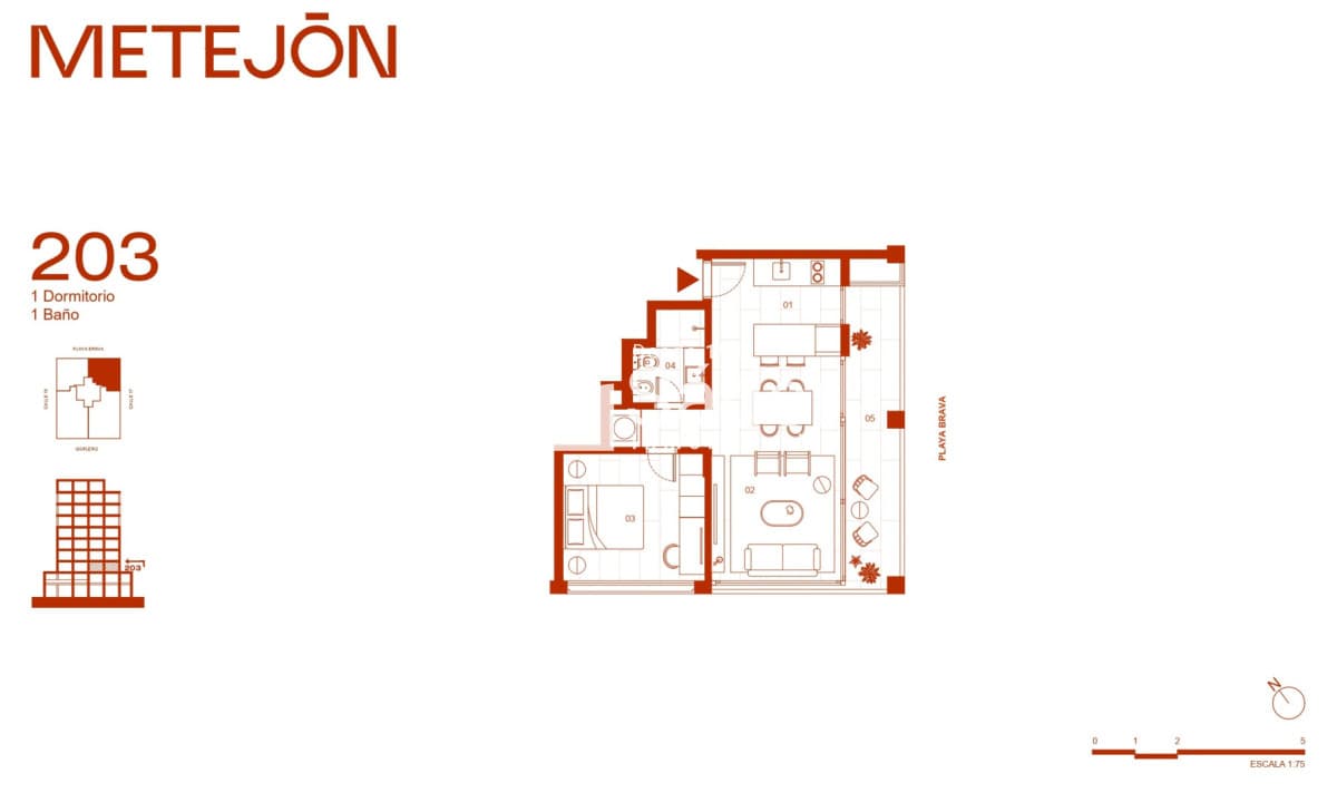 Apto de 1 Dormitorio con balcón en Península de Punta del Este
