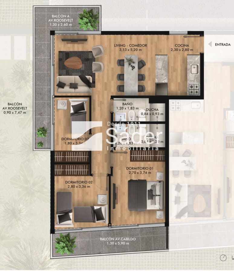 Apto de 3 Dormitorios en Pozo con Balcón Doble. Vivienda promovida
