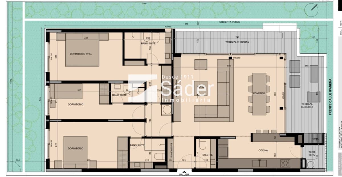 3 Dormitorios en Suite y Jardín Propio a Metros de la Playa Brava