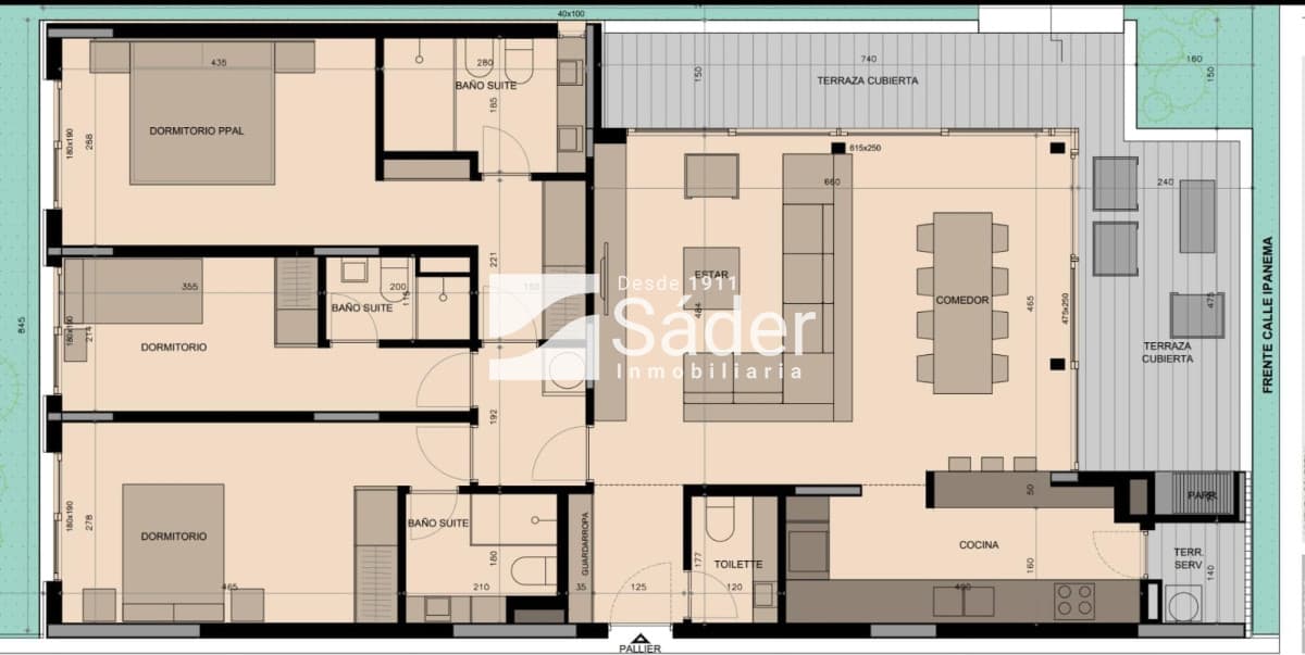 3 Dormitorios en Suite y Jardín Propio a Metros de la Playa Brava