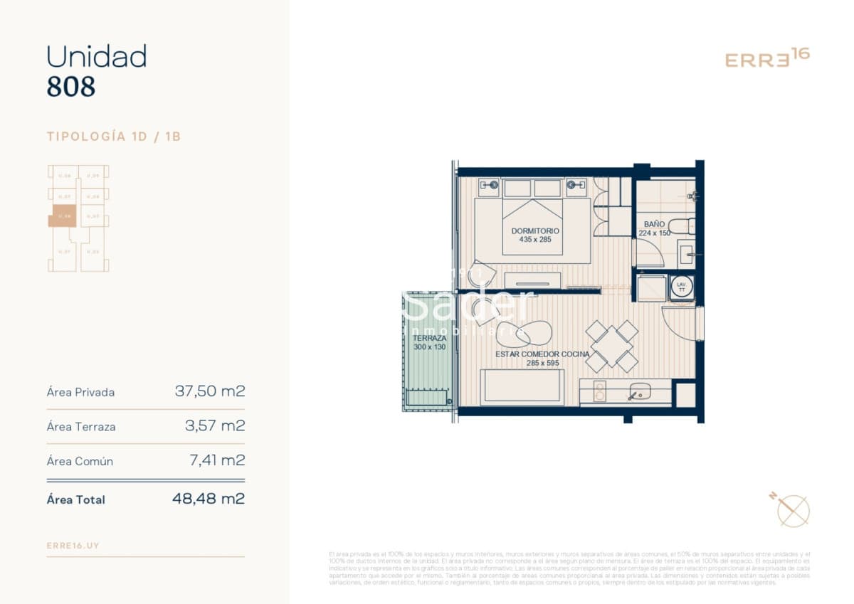 Apartamento de 1 dormitorio sobre Av. Roosevelt