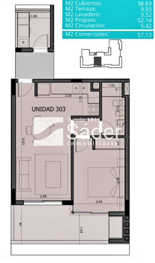 Apto de 1 Dormitorio con Parrillero a Pasos del Mar