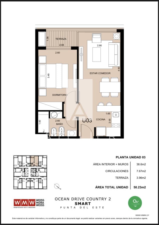 Venta de unidad 1 dormitorio, Ocean Drive Country, Punta del Este