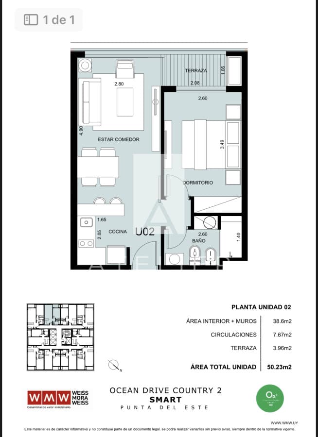 Venta de unidad 1 dormitorio, Ocean Drive Country, Punta del Este