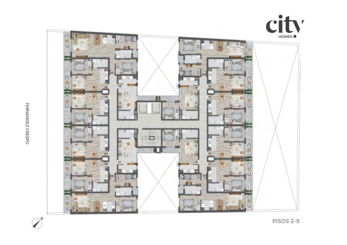 Apartamento de dos dormitorios en Pozo, Proyecto City Home, Cordón, Montevideo.