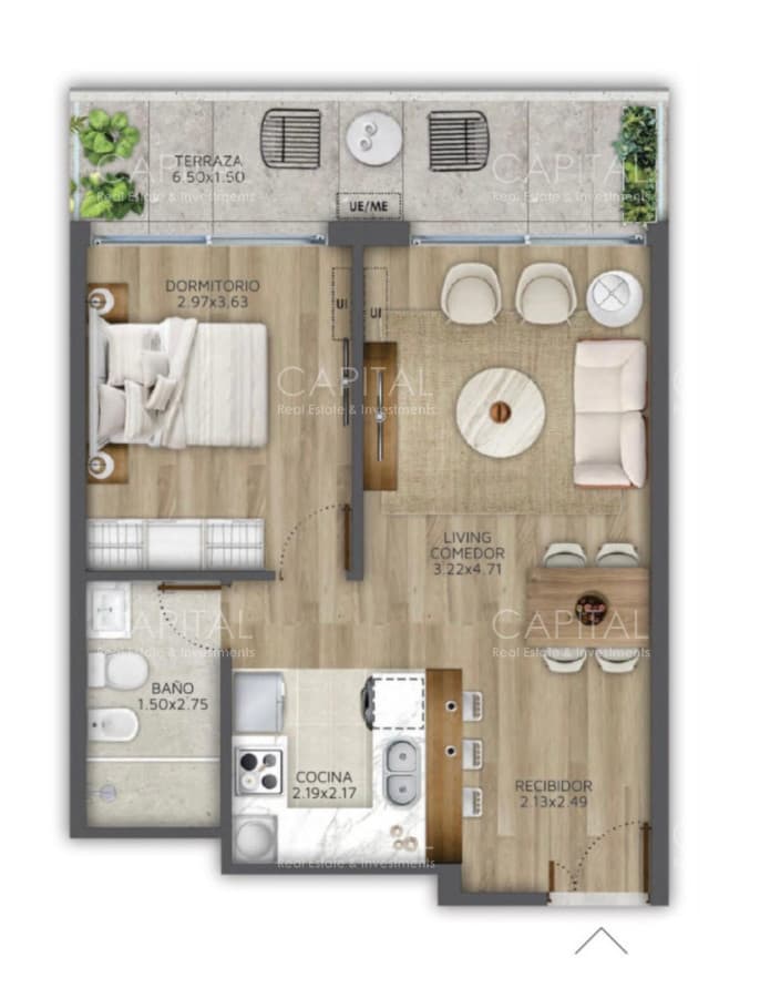 Apartamento en pozo de un dormitorio en zona Pocitos proyecto Icon 26