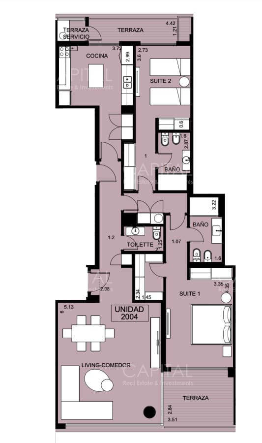 Venetian de dos dormitorios en venta
