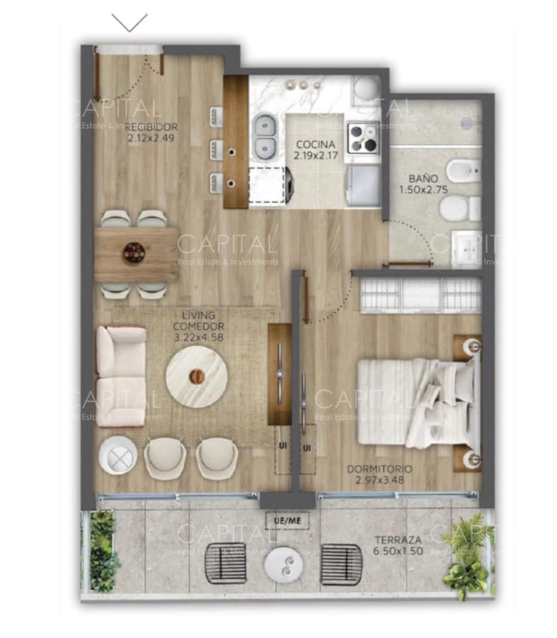 Apartamento de un dormitorio en venta piso alto zona Pocitos proyecto Icon 26