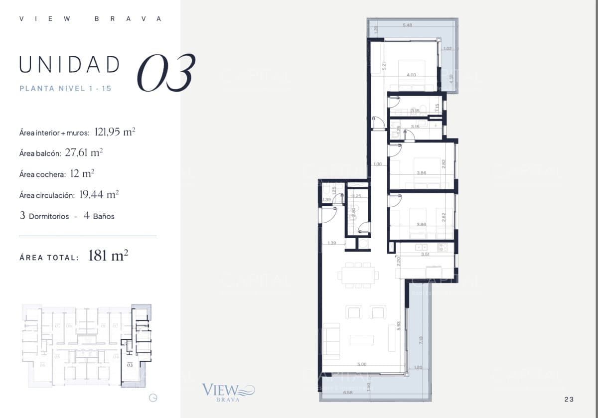 View Brava, en Venta Tres Dormitorios