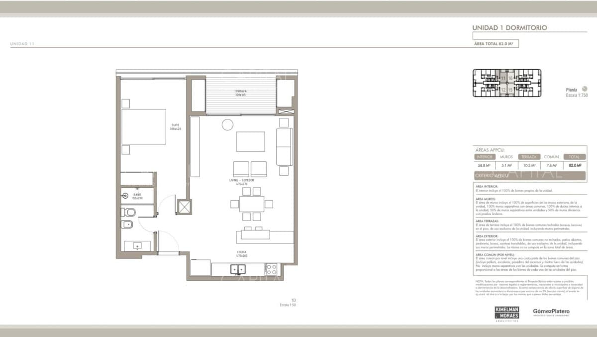 Apartamento de un dormitorio en Carrasco Boating.