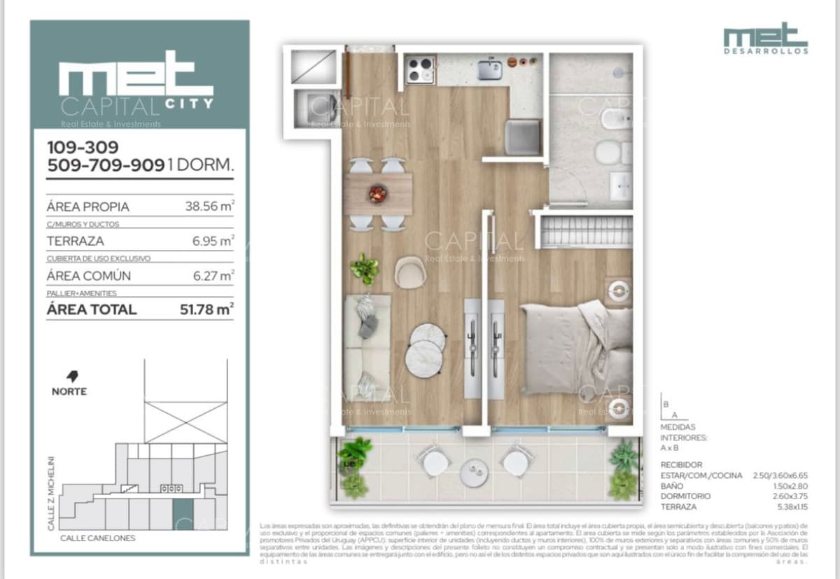 Proyecto en Construcción, apartamento de un dormitorio en venta en el Centro de Montevideo.