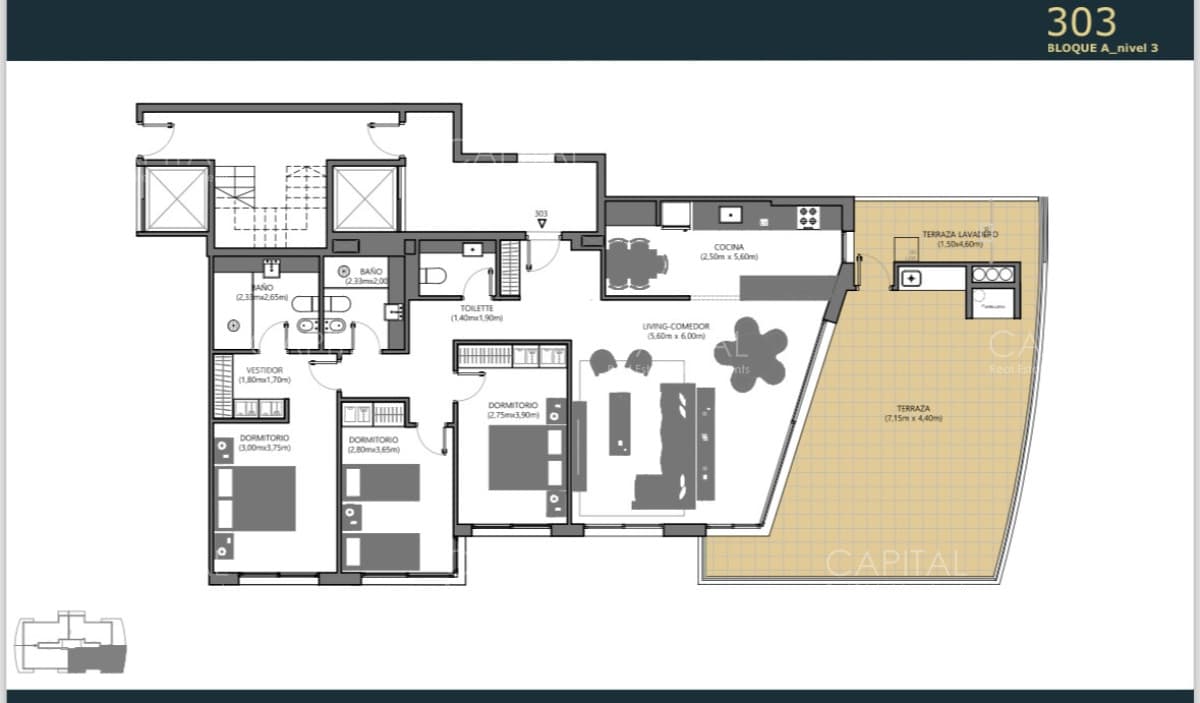 Polo Parc unidad tres dormitorios, Proyecto en desarrollo, Barrio Privado Parques.