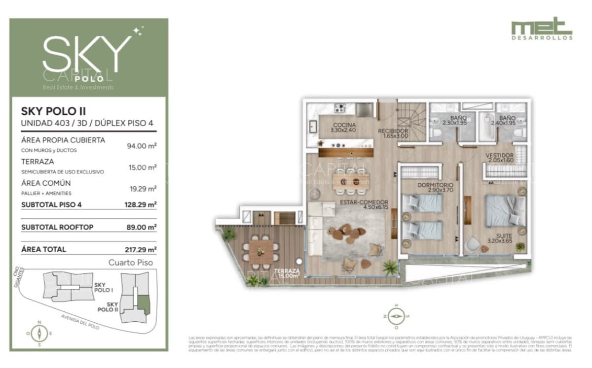 Duplex de tres dormitorios con parrillero propio en venta zona Carrasco.