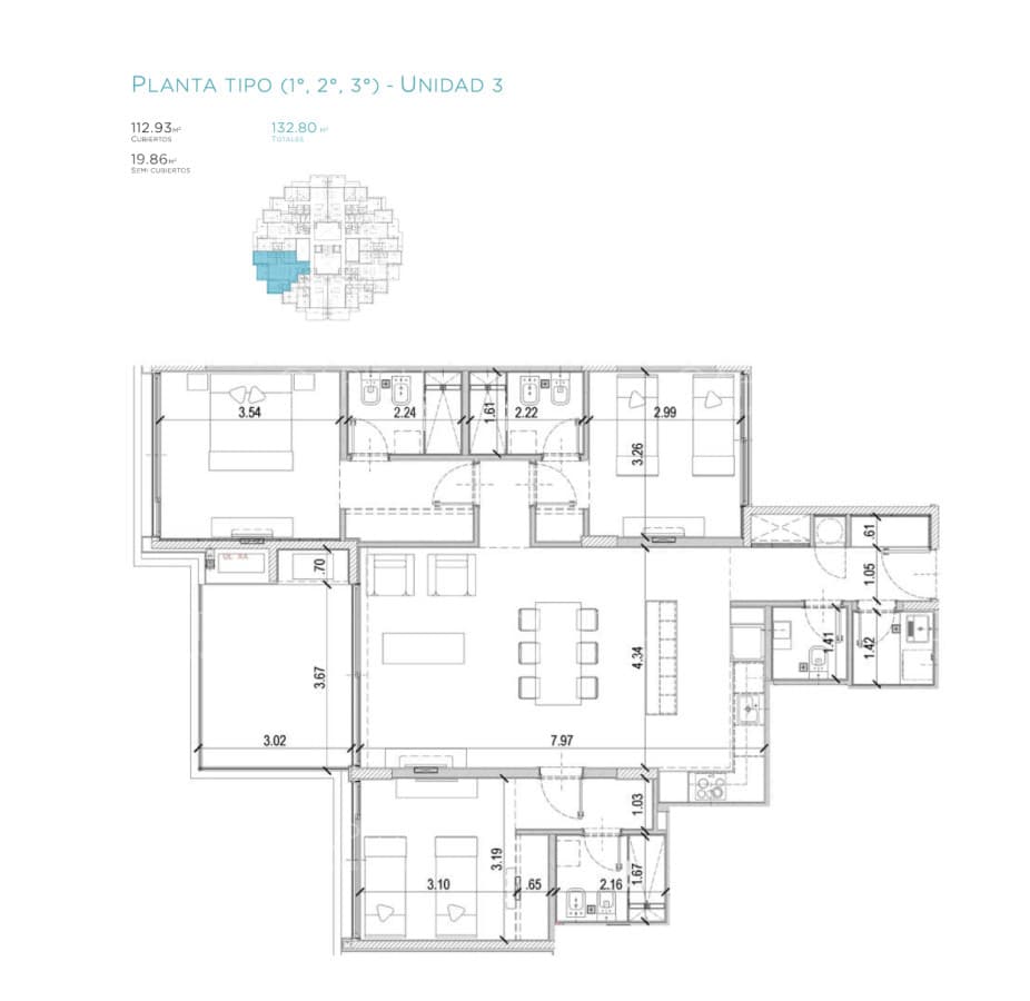 Departamento de 3 dormitorios en Sense Manantiales