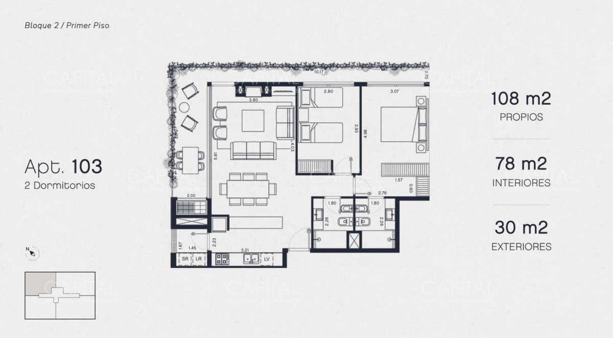 Departamento de 2 dormitorios en proyecto Pausa en Montoya