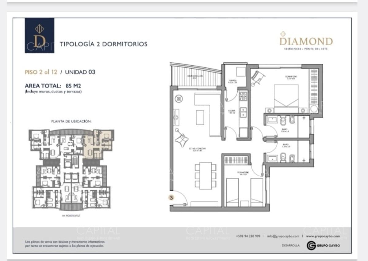 Apartamento en Diamond 2 Dormitorios para venta