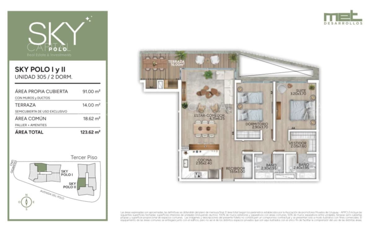 Proyecto Sky Polo - Apartamento de dos dormitorios en venta zona Carrasco.