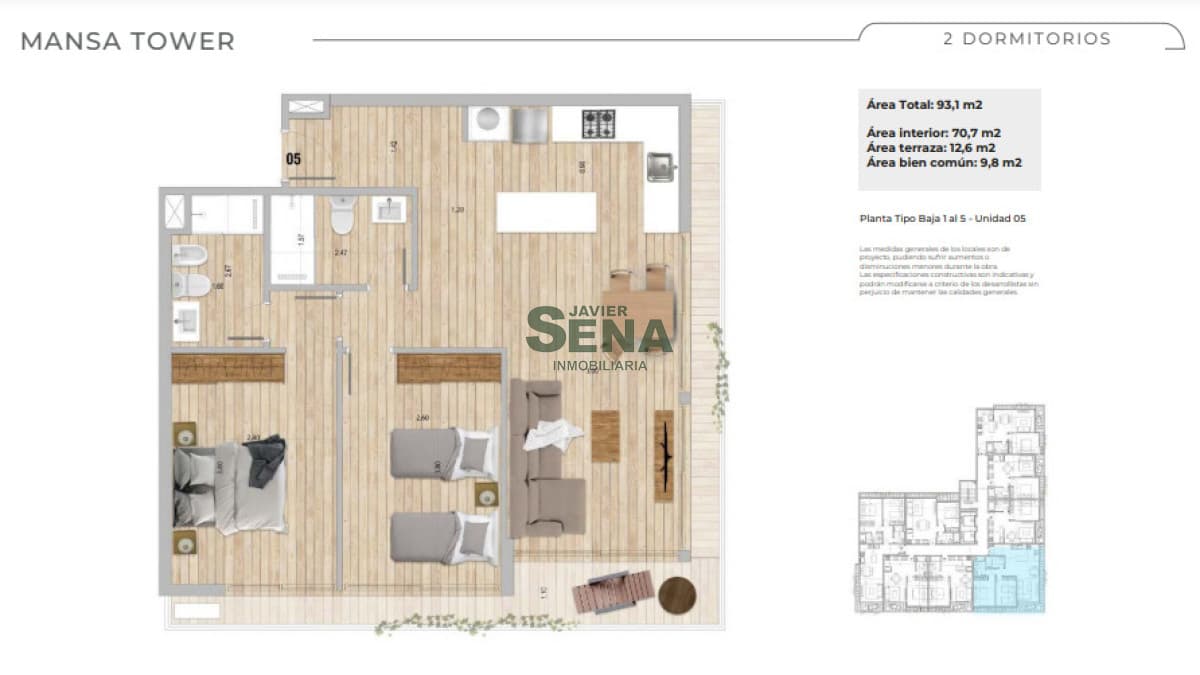 Venta de apartamento en la Roosevelt a estrenar, 2 dormitorios, 2 baños, piscina, muy rentables.