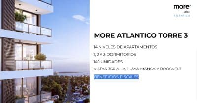 ATLANTICO TORRE 3 1 DORMITORIO ESQUINER PISO ALTO A ESTRENAE ABRIL 2029  -