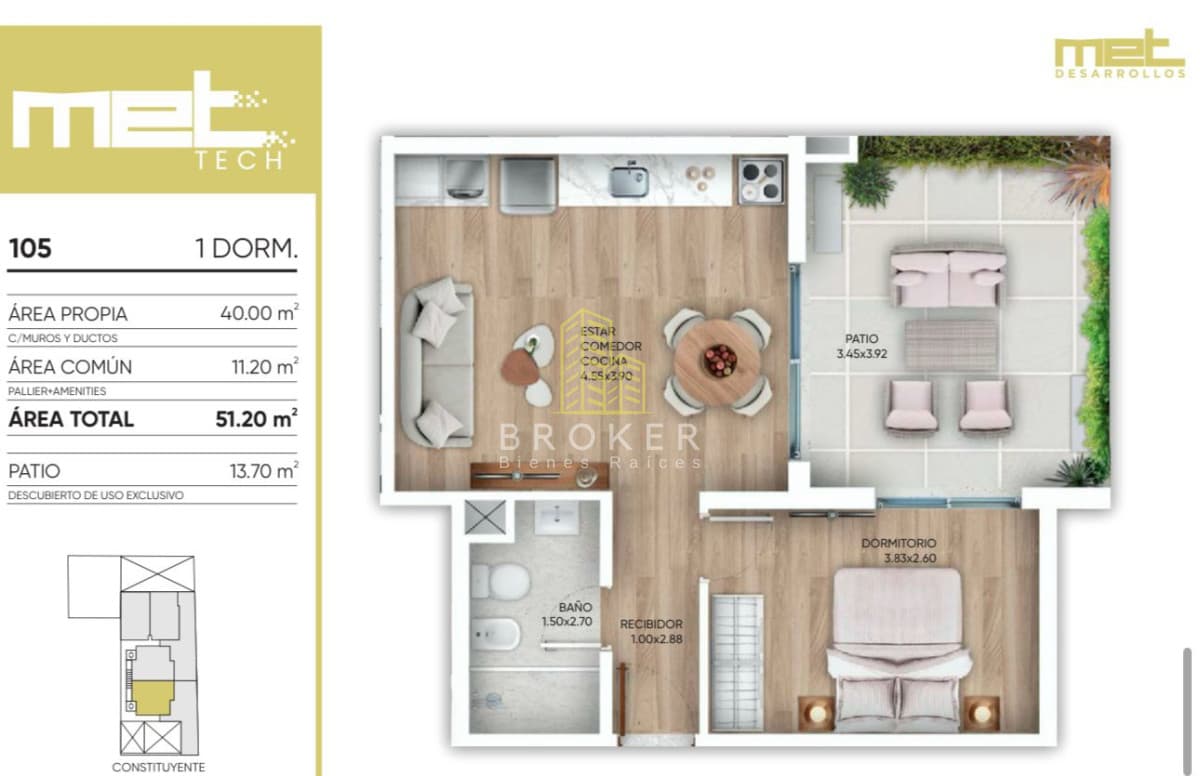 Apartamento 1 dormitorio en Cordón, Entrega diciembre 2025