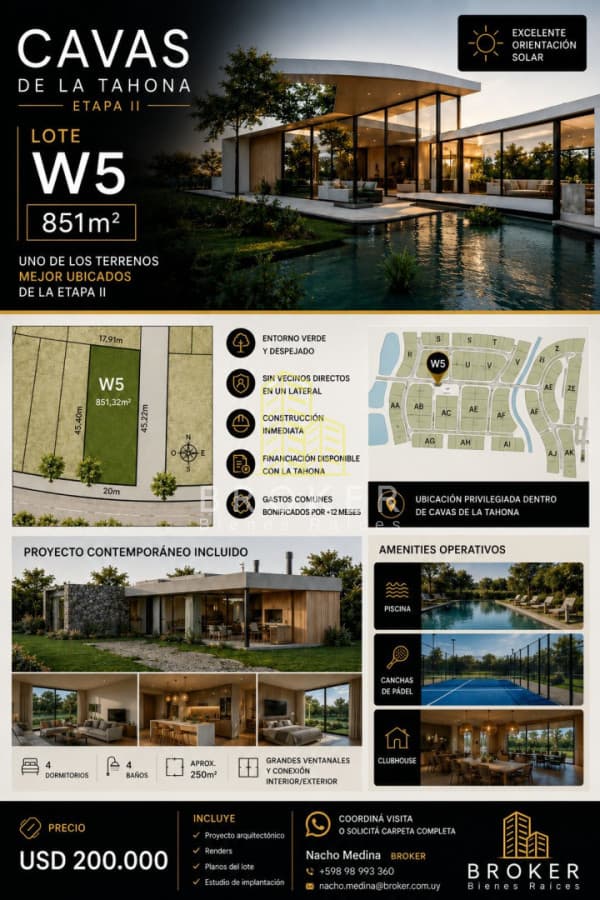 Lote Terreno en Cavas de la Tahona I 851m2 I Proyecto arquitectónico incluido.