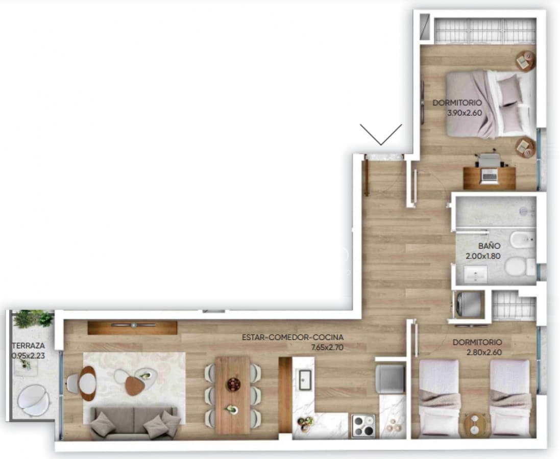 Apartamento en venta de dos dormitorios con balcón en Parque Rodó