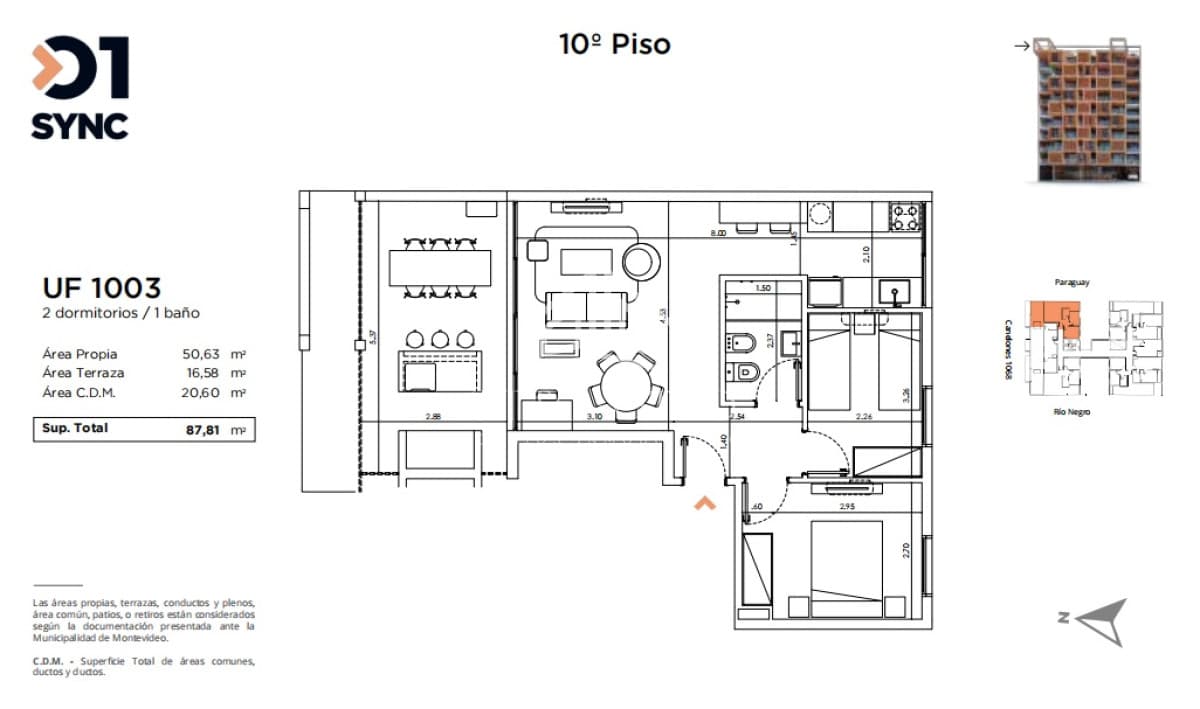 Apartamento en venta dos dormitorios en Barrio Sur