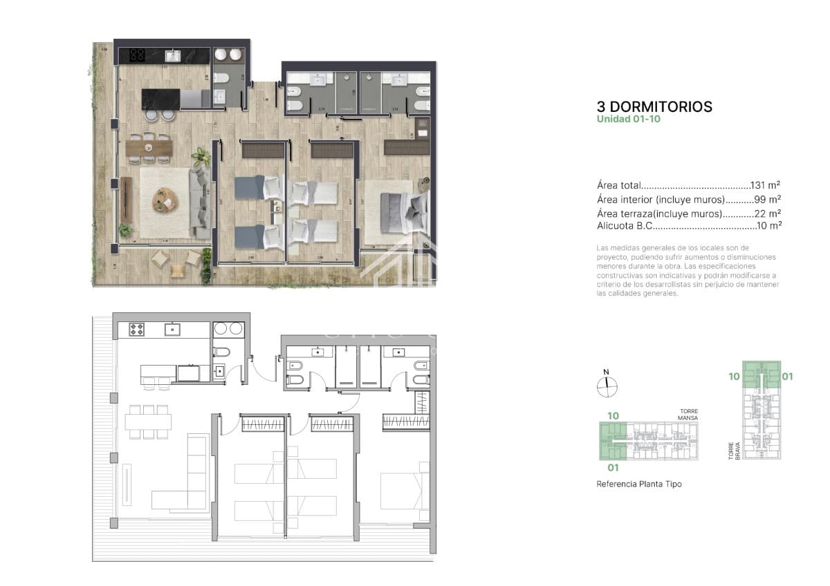 Espectacular apartamento ubicado en parada 4, Punta del Este de 3 dormitorios